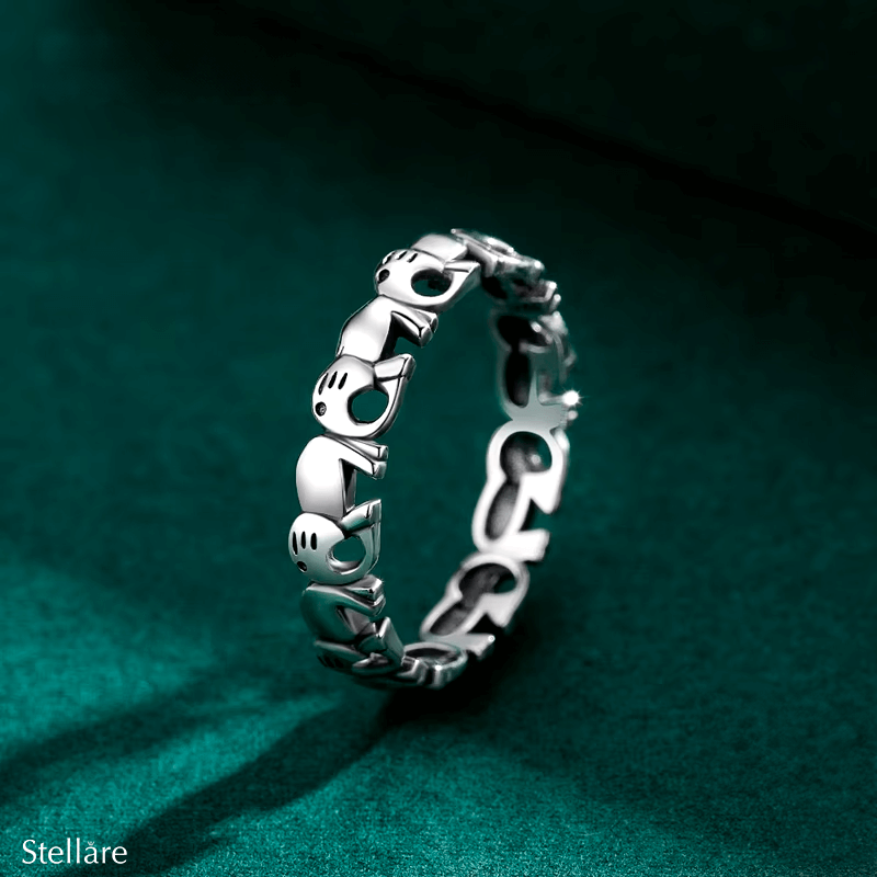 “Sterling silver ring with elephant design – lucky animal motif band for women, symbolic and elegant”