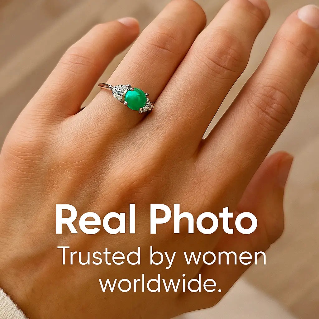 925 Sterling Silver Emerald Ring Set