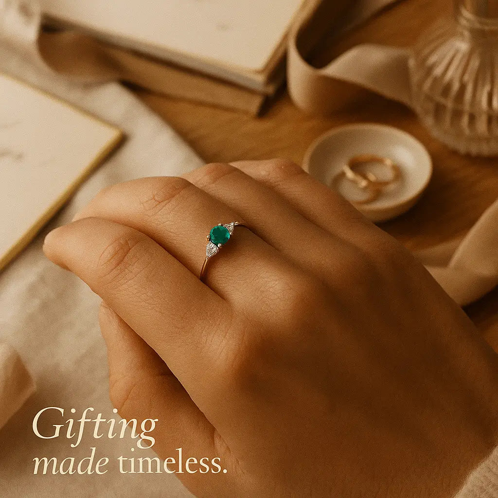925 Sterling Silver Emerald Ring Set