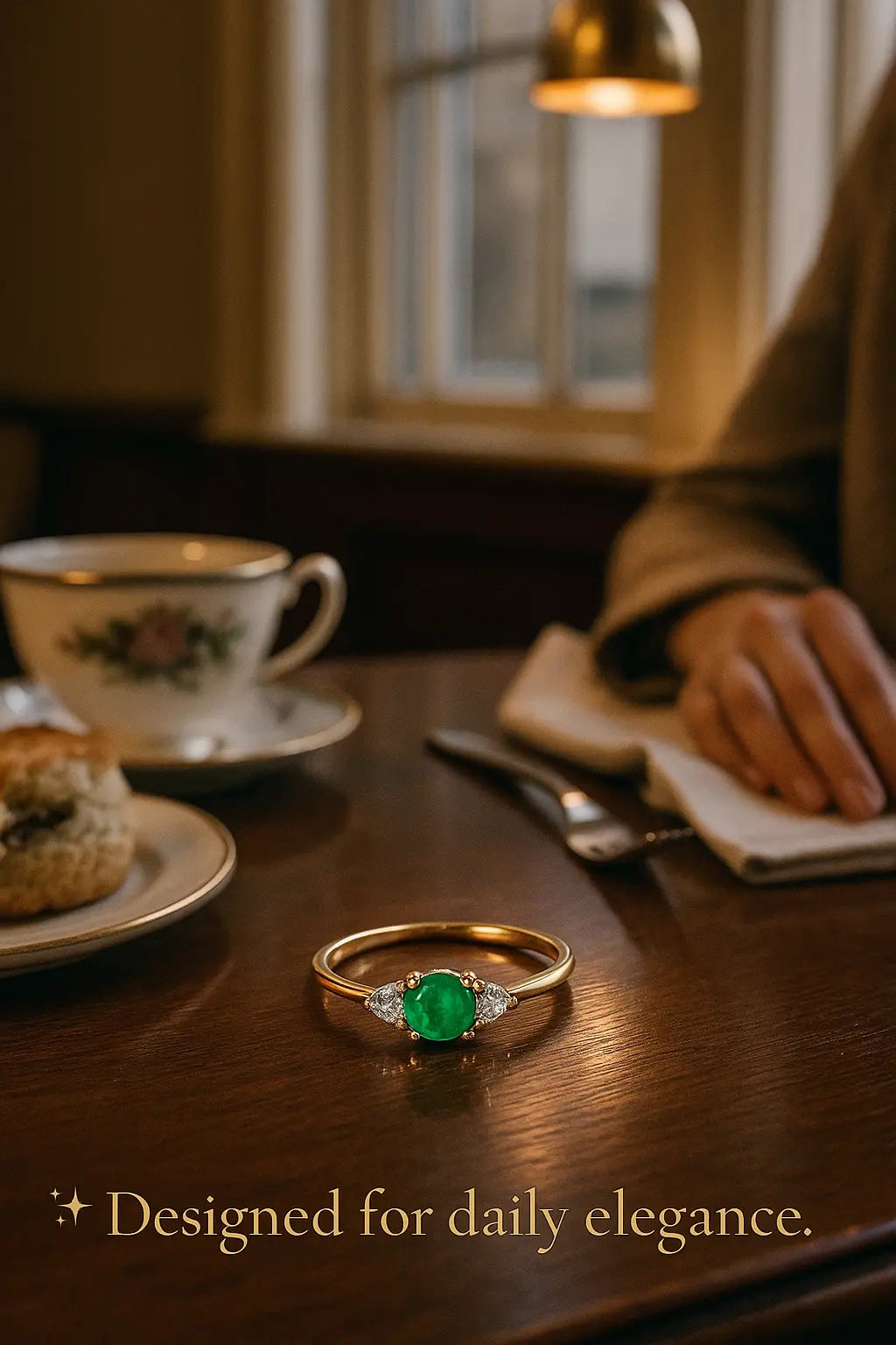 925 Sterling Silver Emerald Ring Set