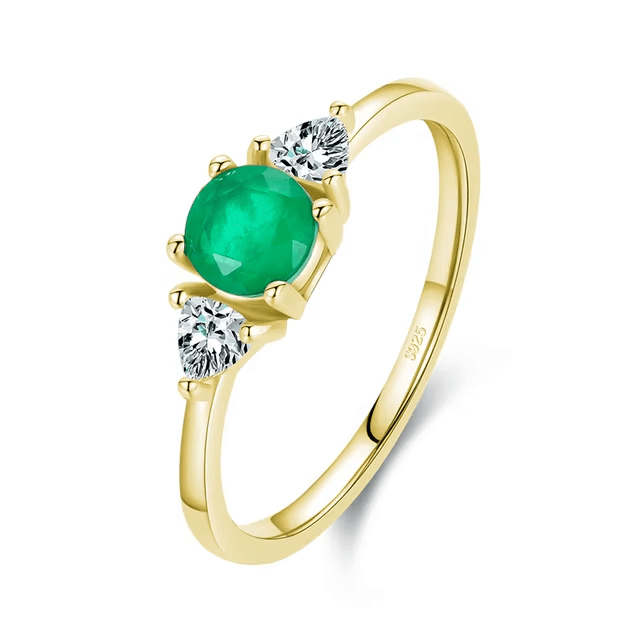 Sterling silver emerald ring set with vibrant green stones – elegant and stackable two-piece design for stylish gifting