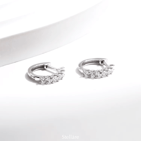 Sterling silver hoop earrings with sparkling zirconia – elegant and timeless mini hoops for everyday or gifting