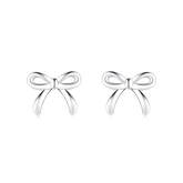 Sterling silver stud earrings in delicate bow shape – dainty knot design symbolising connection and elegance