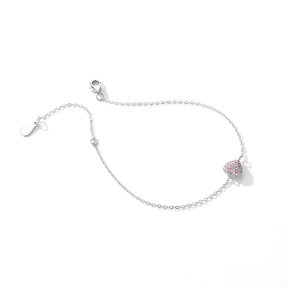 Sterling silver bracelet with pink heart charm – delicate and romantic design perfect for gifting or daily wear