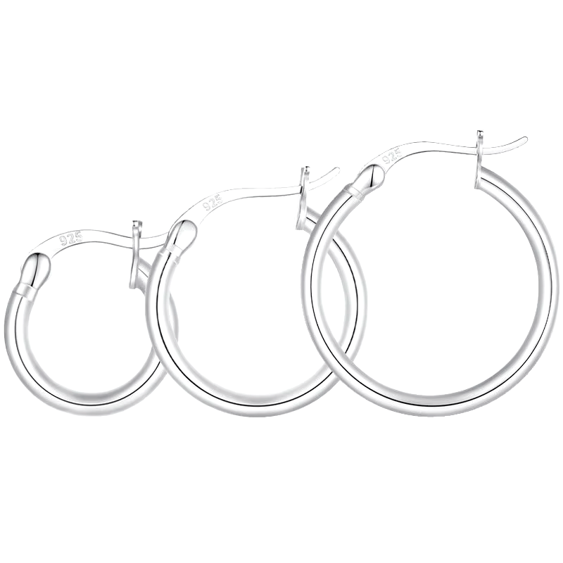Sterling silver hoop earrings in multiple sizes – minimalist, polished and versatile for timeless everyday wear
