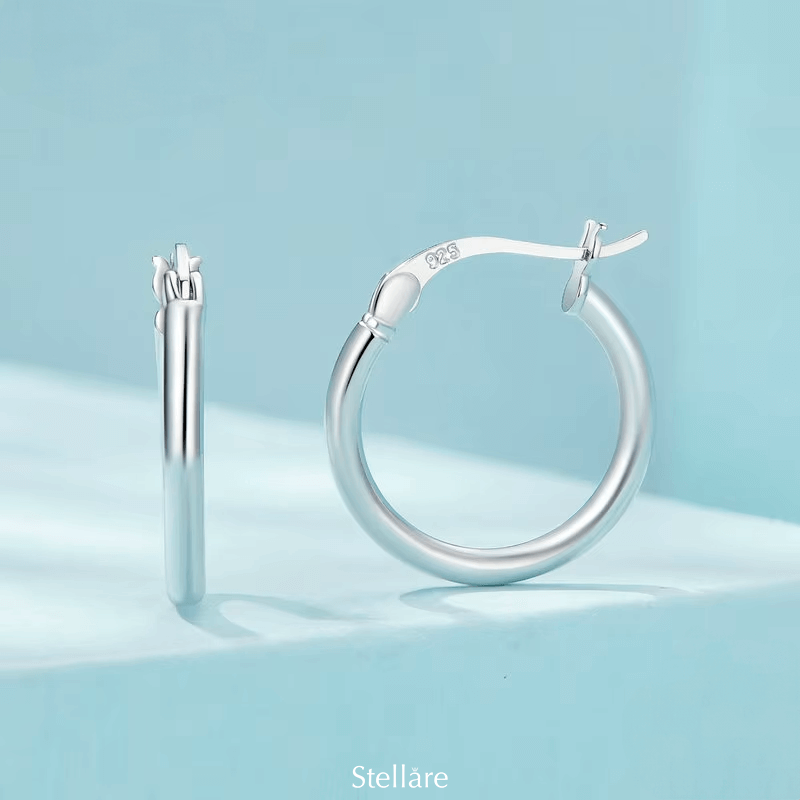 Sterling silver hoop earrings in multiple sizes – minimalist, polished and versatile for timeless everyday wear