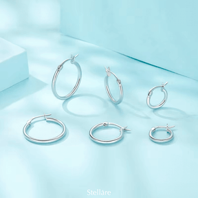 Sterling silver hoop earrings in multiple sizes – minimalist, polished and versatile for timeless everyday wear