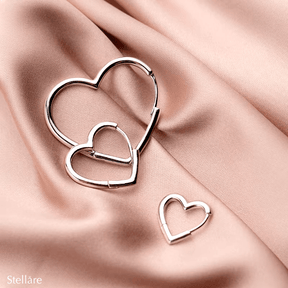 Sterling silver open-heart hoop earrings in three sizes – romantic and minimalist design for daily wear or gifting