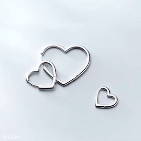 Sterling silver open-heart hoop earrings in three sizes – romantic and minimalist design for daily wear or gifting