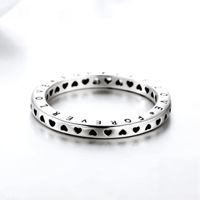 “Sterling silver band ring engraved with 'Forever Love' – minimalist promise ring for her”