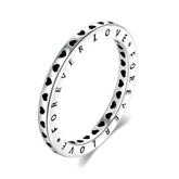 “Sterling silver band ring engraved with 'Forever Love' – minimalist promise ring for her”