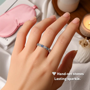 925 Sterling Silver Greek Eye & Hearts Ring