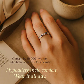 925 Sterling Silver Greek Eye & Hearts Ring