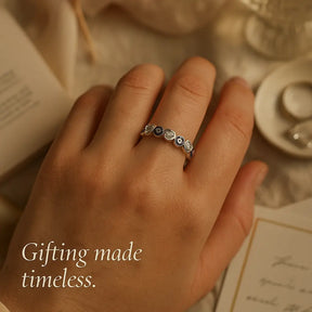 925 Sterling Silver Greek Eye & Hearts Ring
