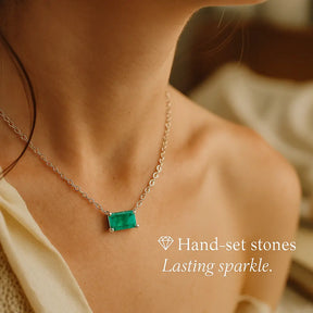 Green Brilliance Necklace in 925 Silver