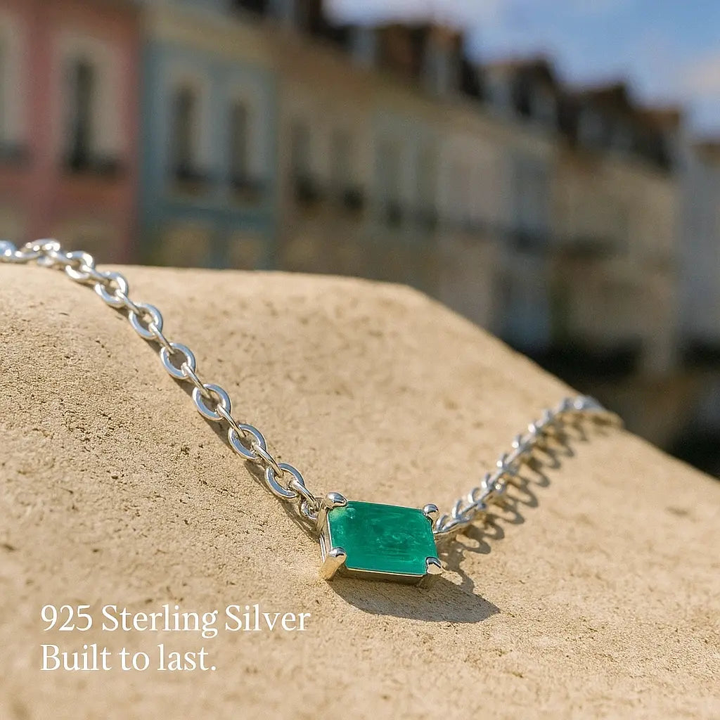Green Brilliance Necklace in 925 Silver