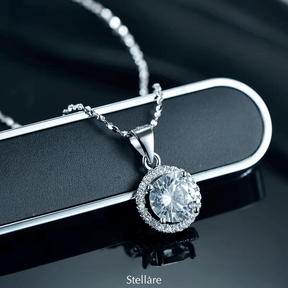 Sterling silver round halo pendant necklace – classic brilliance with sparkling zirconia centre