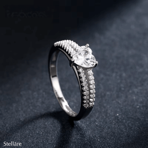 Sterling silver heart-shaped zirconia ring set – romantic pavé duo for promise or engagement gifting