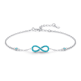 Sterling silver bracelet with turquoise infinity symbol – elegant design representing eternal love and connection