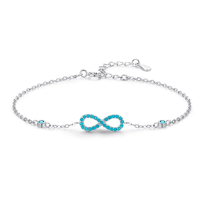 Sterling silver bracelet with turquoise infinity symbol – elegant design representing eternal love and connection