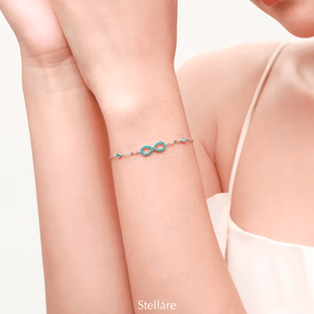 Sterling silver bracelet with turquoise infinity symbol – elegant design representing eternal love and connection