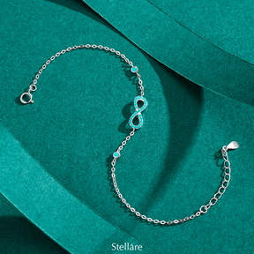Sterling silver bracelet with turquoise infinity symbol – elegant design representing eternal love and connection