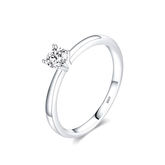Sterling silver solitaire ring with minimalist design – timeless dainty piece for gifting or daily elegance
