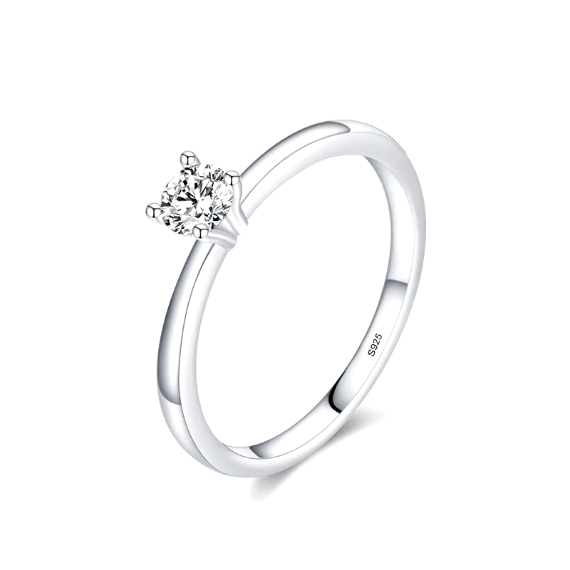 Sterling silver solitaire ring with minimalist design – timeless dainty piece for gifting or daily elegance