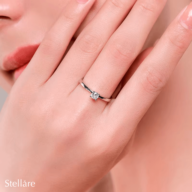 Sterling silver solitaire ring with minimalist design – timeless dainty piece for gifting or daily elegance