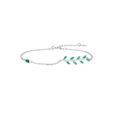 Sterling silver bracelet with green leaf charms – nature-inspired design combining elegance and freshness for everyday wear