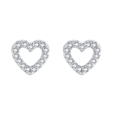 Sterling silver open-heart stud earrings with brilliant zirconia – romantic and dainty design for everyday or gifting