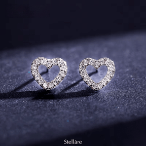 Sterling silver open-heart stud earrings with brilliant zirconia – romantic and dainty design for everyday or gifting