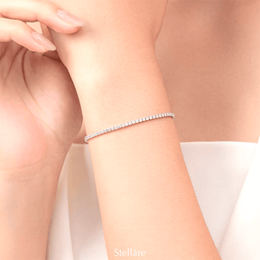 Sterling silver tennis bracelet with sparkling zirconia stones – elegant and timeless piece for daily wear or special occasions