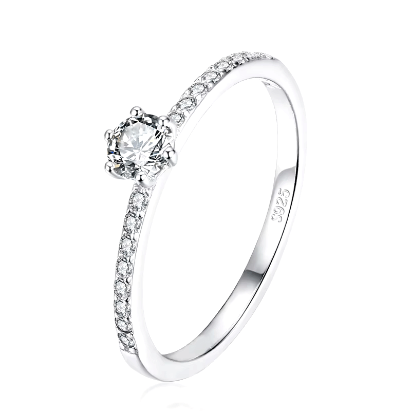 Sterling silver minimalist ring with solitaire zirconia – delicate and elegant band ideal for everyday wear or stacking