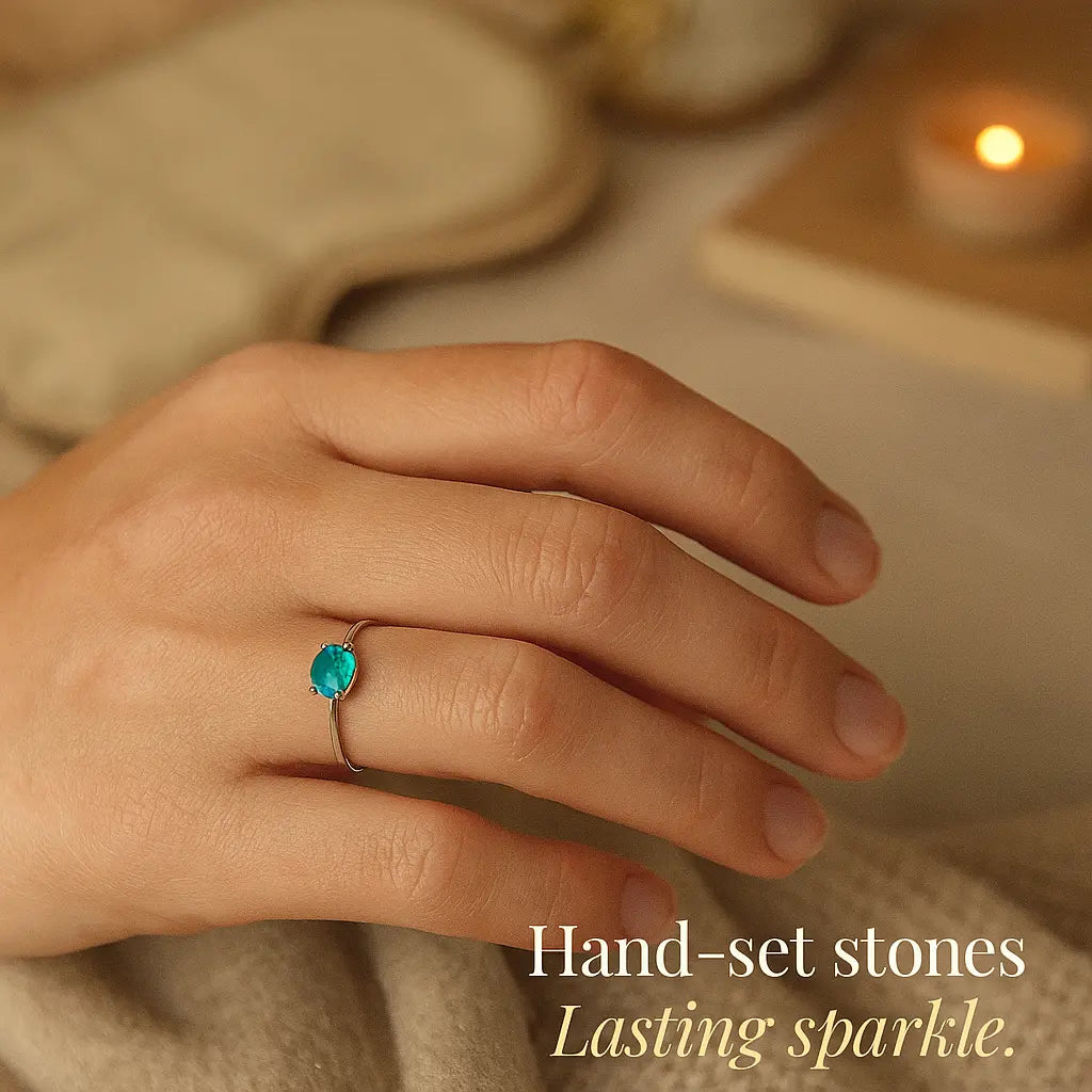 Oval Stone Ring in 925 Sterling Silver