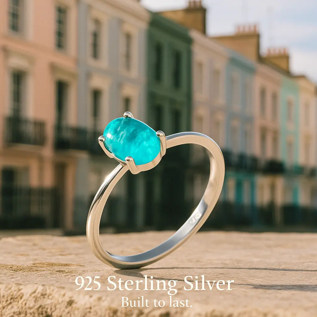Oval Stone Ring in 925 Sterling Silver