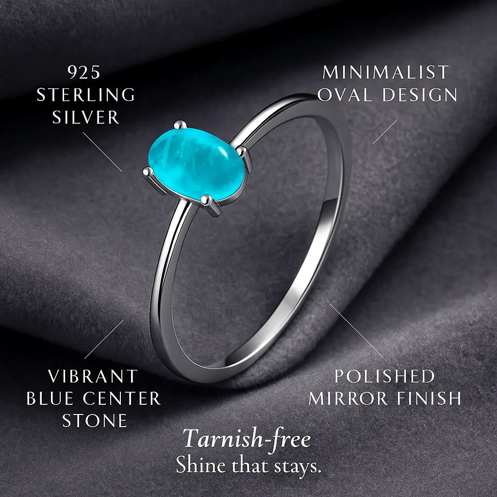 Oval Stone Ring in 925 Sterling Silver