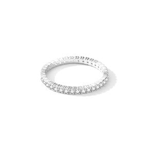Sterling silver pavé ring with full band of zirconia stones – dainty and stackable eternity ring