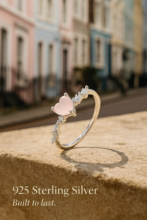 925 Sterling Silver Pink Heart Ring