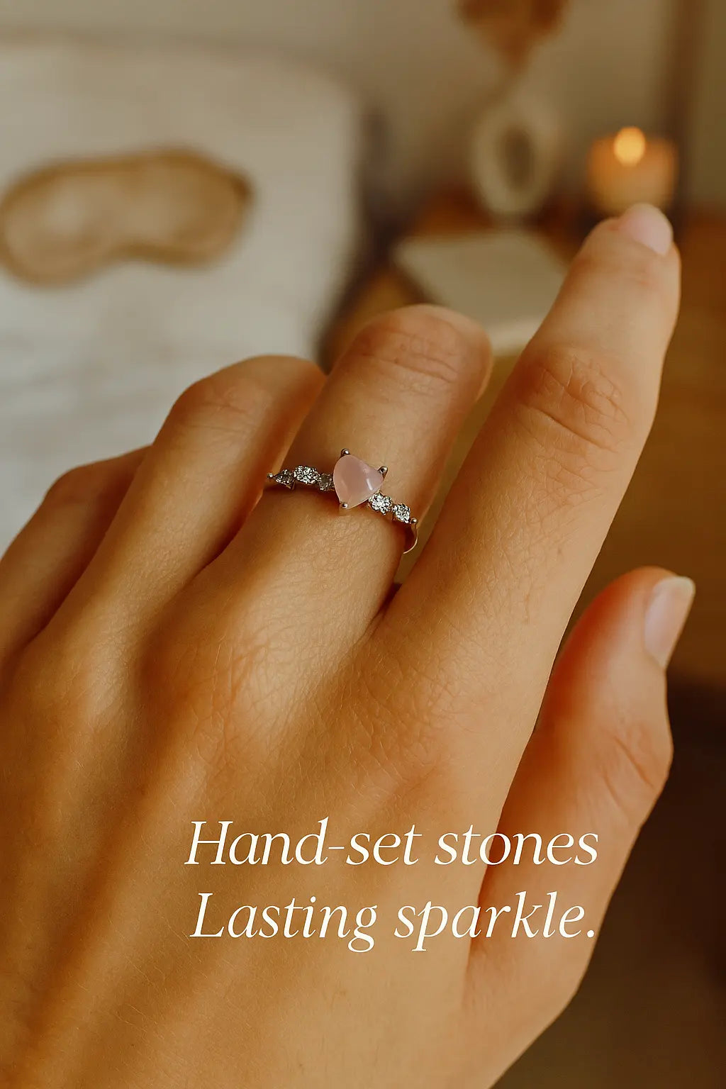 925 Sterling Silver Pink Heart Ring