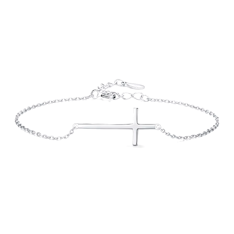 Sterling silver bracelet with horizontal cross charm – delicate and meaningful design representing faith and elegance