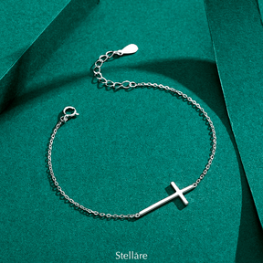 Sterling silver bracelet with horizontal cross charm – delicate and meaningful design representing faith and elegance