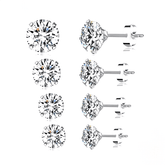 Sterling silver stud earring set with brilliant-cut white zirconia – multiple sizes for versatile wear or gifting