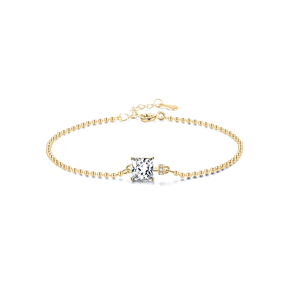 Sterling silver bracelet with emerald-cut green gemstone – dainty and elegant design for a serene and polished everyday look