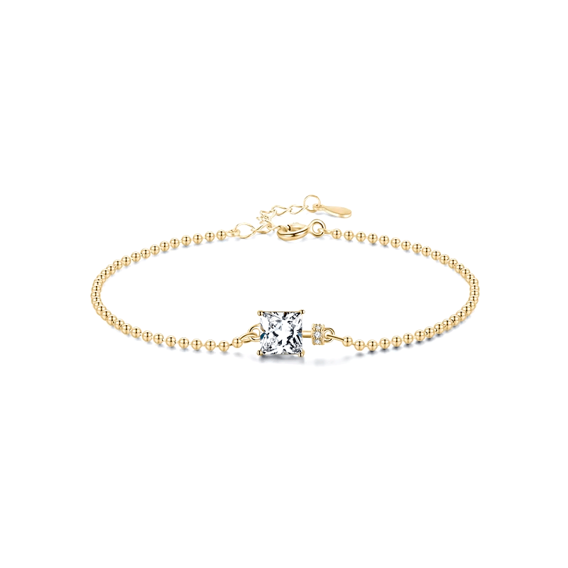 Sterling silver bracelet with emerald-cut green gemstone – dainty and elegant design for a serene and polished everyday look