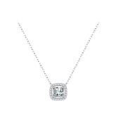 Sterling silver necklace with square brilliance pendant – elegant and timeless design with crystal sparkle