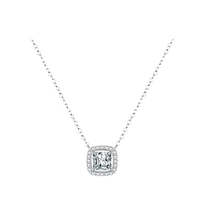 Sterling silver necklace with square brilliance pendant – elegant and timeless design with crystal sparkle