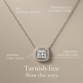 Square Brilliance Necklace in 925 Silver