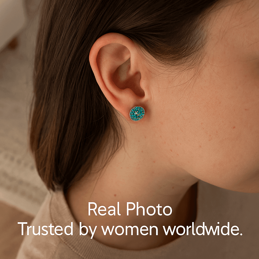 Turquoise Circle 925 Silver Earrings