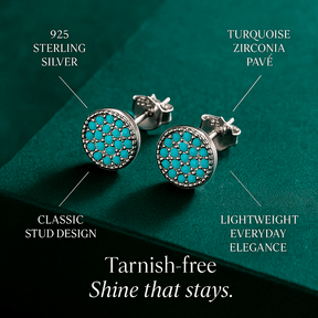 Turquoise Circle 925 Silver Earrings